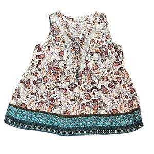 Skies Are Blue Multicolor Floral Sleeveless Top, Size XS